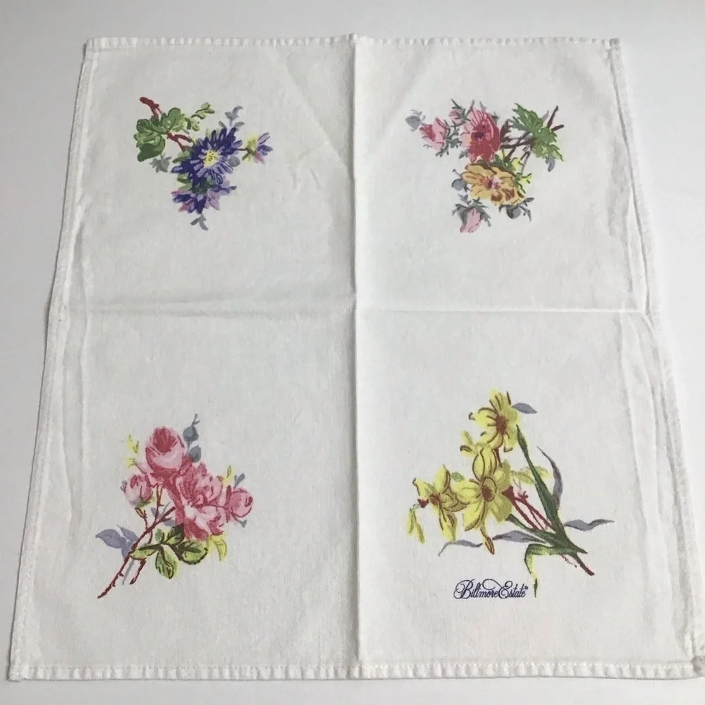 Biltmore Estate Floral Napkins SET OF 3 Thick Cotton Bread Basket Liners Cottage